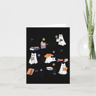Halloween-spöke Svart katt som läser bok kostym Kort