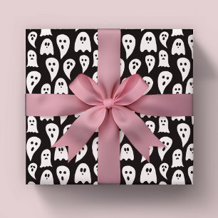 Halloween Spöke Svart och Vitt Presentpapper