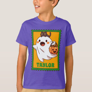Halloween-spöke trick or treat anpassad textstämpe t shirt