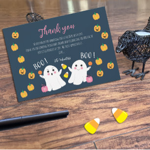 Halloween Spöken Baby Shower Blue - Tack, ditt kor Tack Kort