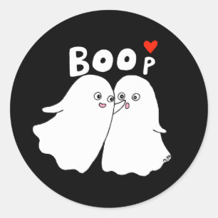 Halloween Spöken Boo Funny Ghost boop favör Runt Klistermärke