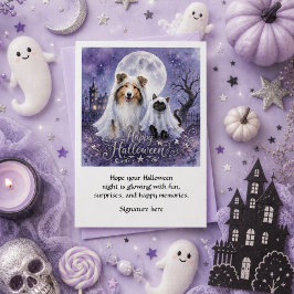 Halloween-spöken Collie & Katt Skräckinjagande häl Kort