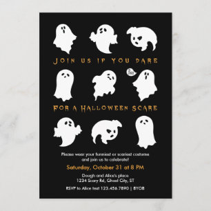 Halloween Spöken Costume Party-inbjudan Inbjudningar