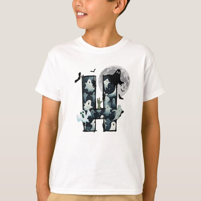 Halloween spöken doodle brev H t-shirt (Framsida)