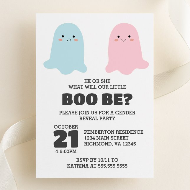 Halloween Spöken Gender Reveal Party-inbjudan Inbjudningar (Skapare uppladdad)