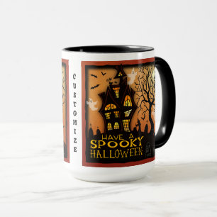 Halloween Spöken Haunted House Fladdermus Anpassad Mugg