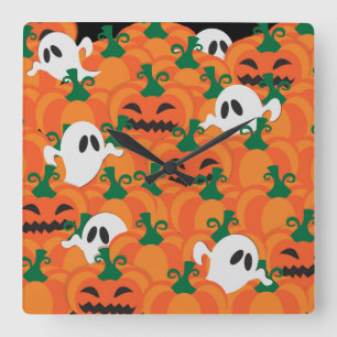 Halloween Spöken Haunted Pumpkin Patch Fyrkantig Klocka
