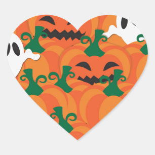 Halloween Spöken Haunted Pumpkin Patch Hjärtformat Klistermärke