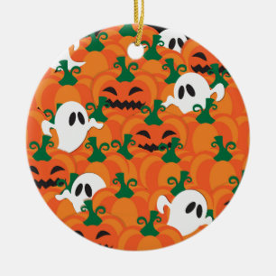 Halloween Spöken Haunted Pumpkin Patch Julgransprydnad Keramik