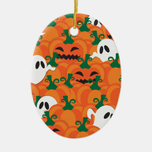 Halloween Spöken Haunted Pumpkin Patch Julgransprydnad Keramik