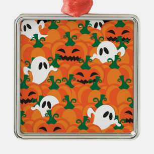 Halloween Spöken Haunted Pumpkin Patch Julgransprydnad Metall
