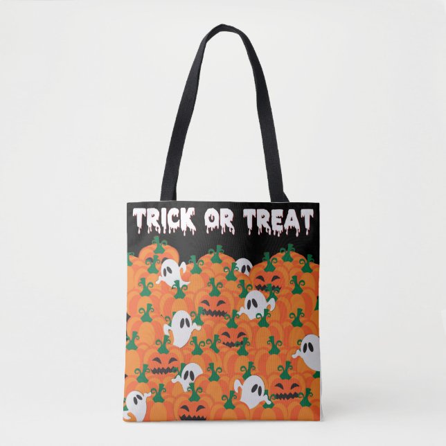 Halloween Spöken Haunted Pumpkin Patch Large Tote Tygkasse (Framsida)