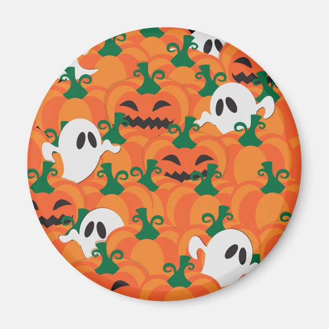 Halloween Spöken Haunted Pumpkin Patch Magnet (Framsidan)