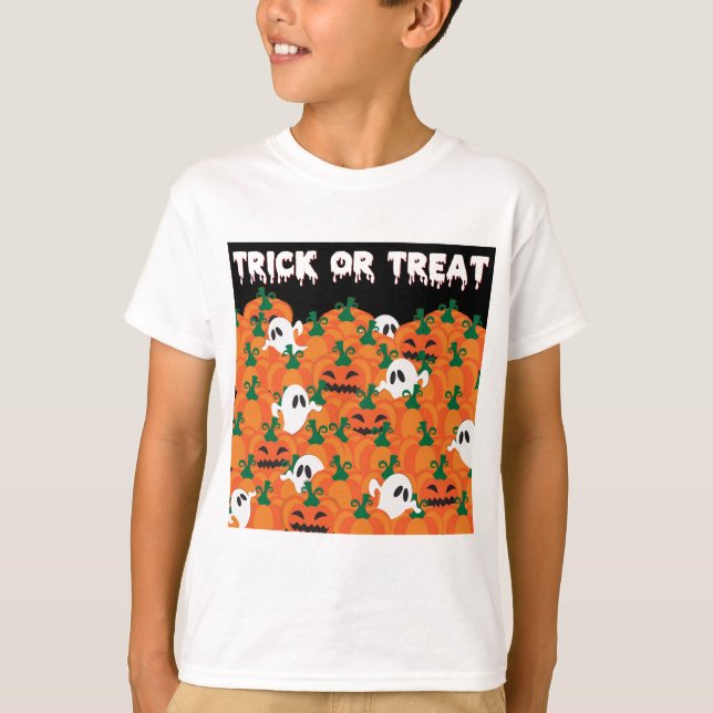 Halloween Spöken Haunted Pumpkin Patch Tee (Framsida)