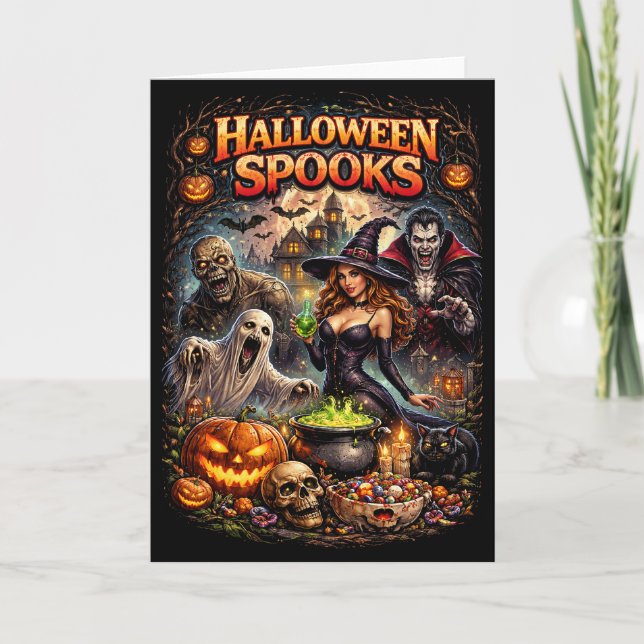 Halloween-spöken Helgkort (Framsida)
