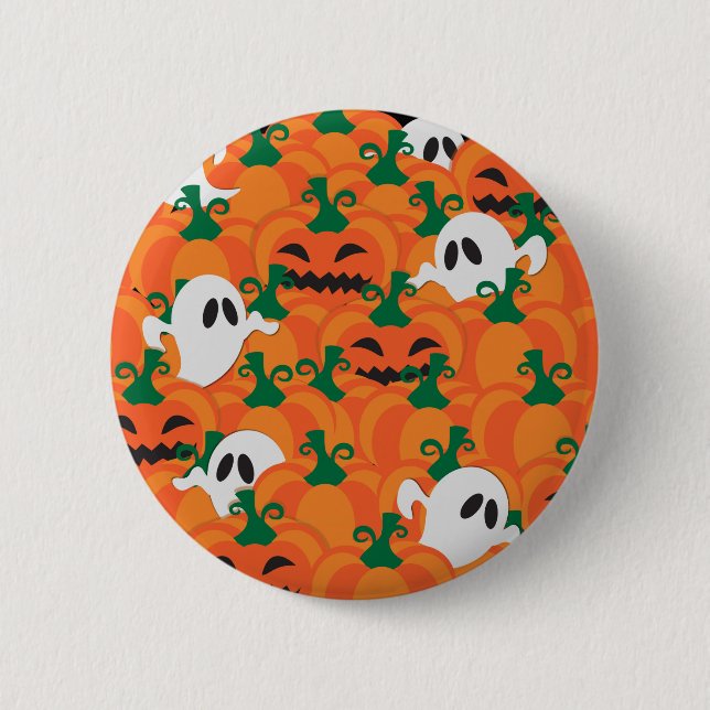 Halloween-spöken Hemskt lapptäcke av pumpor Knapp (Framsida)