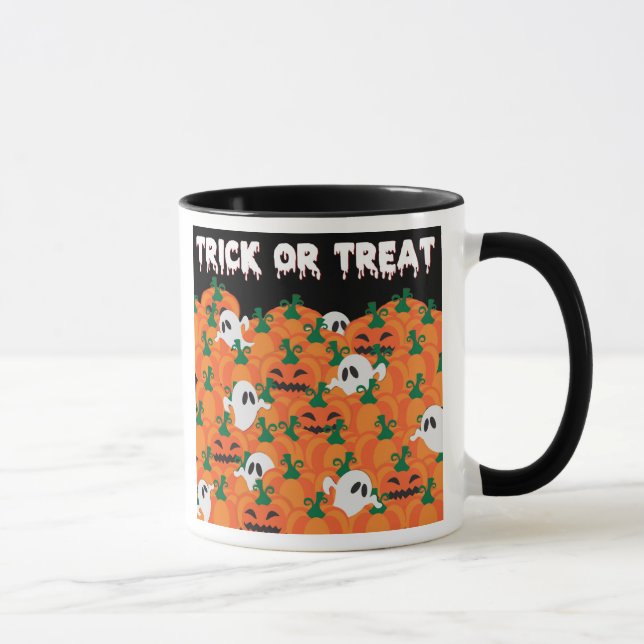 Halloween-spöken Hemskt lapptäcke av pumpor Mugg (Höger)