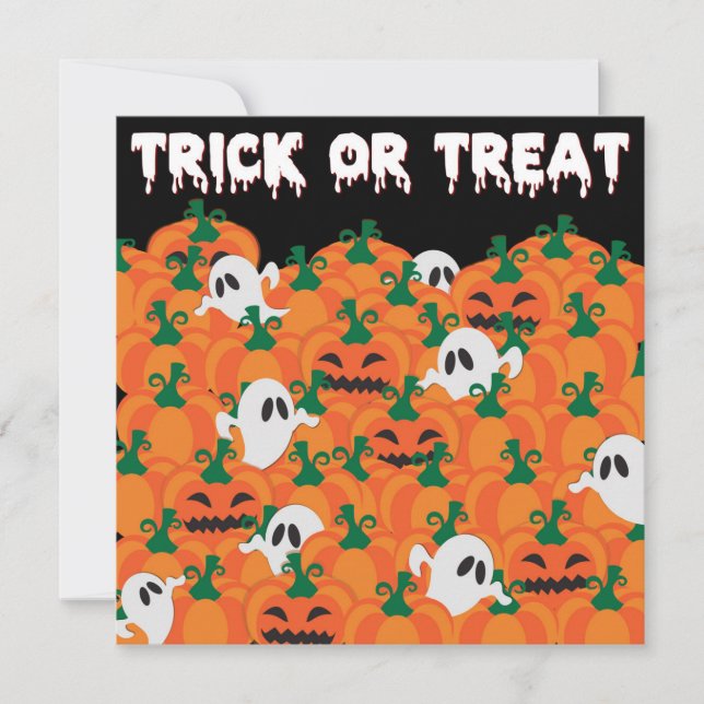 Halloween-spöken Hemsökt Pumpafält Inbjudningar (Framsida)
