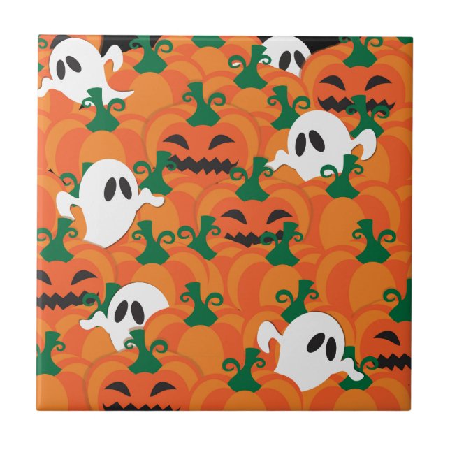 Halloween-spöken Hemsökt Pumpafält Kakelplatta (Framsidan)