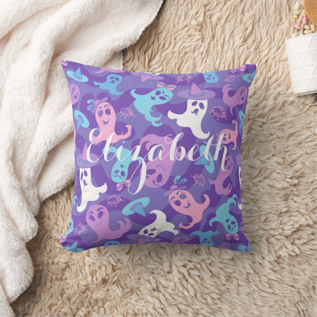 Halloween Spöken Lila Personlig Pillow Kudde (Filt)
