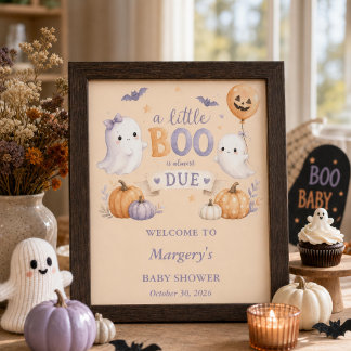 Halloween-spöken Little Boo Baby Shower Poster