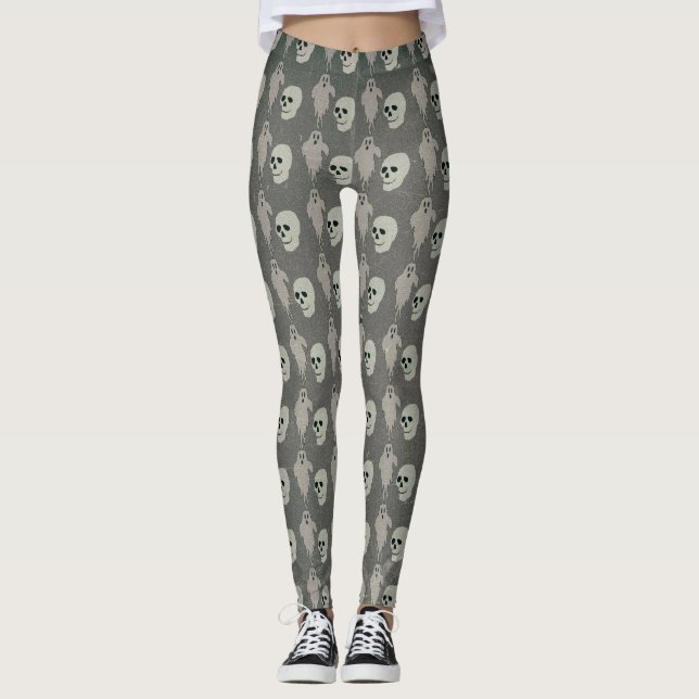 Halloween Spöken och Döskallar Leggings (Framsida)