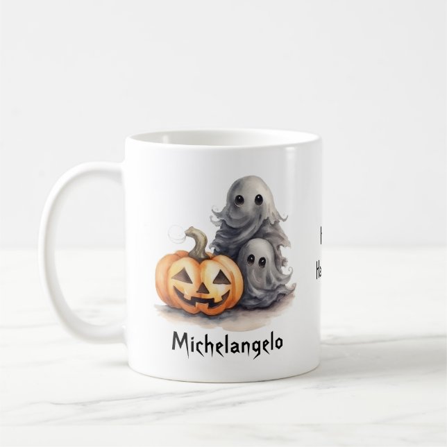 Halloween Spöken och Jack-o-Lantern Personalize Kaffemugg (Vänster)