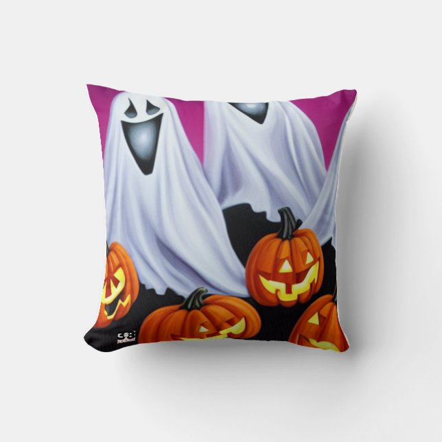 Halloween Spöken och Pumpkins Kudde (Framsida)