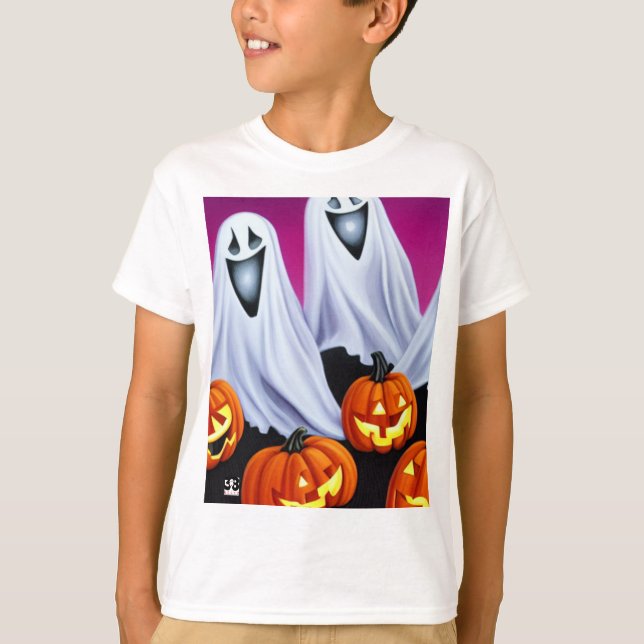 Halloween Spöken och Pumpkins T Shirt (Framsida)