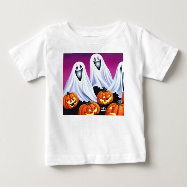 Halloween Spöken och Pumpkins T Shirt (Framsida)