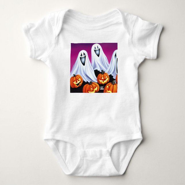 Halloween Spöken och Pumpkins T Shirt (Framsida)