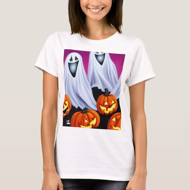 Halloween Spöken och Pumpkins T Shirt (Framsida)