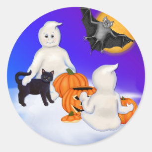 Halloween Spöken och vänner Runt Klistermärke