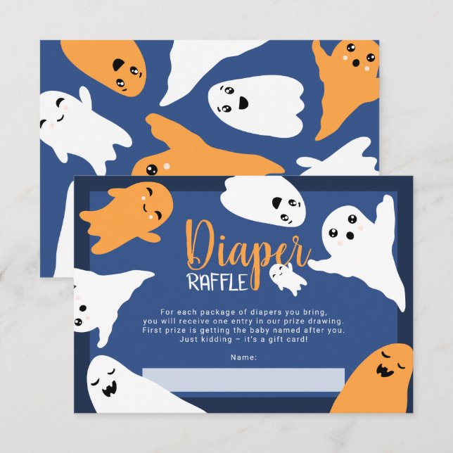 Halloween spöken orange-blöjare för raffle-babydus tilläggskort (Fram/baksida)