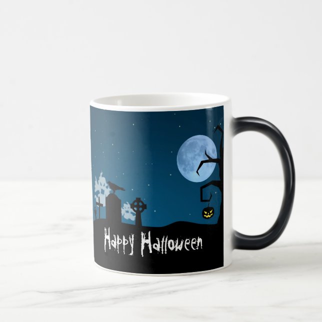 Halloween spöken på kyrkogården magisk mugg (Höger)