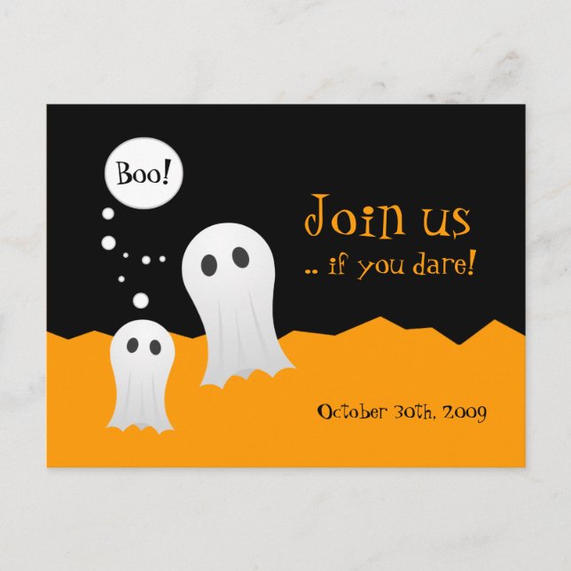 Halloween Spöken-partiinbjudan Inbjudan Vykort (Framsida)