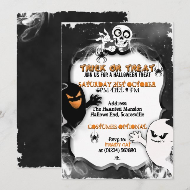 Halloween Spöken-partiinbjudningar Inbjudningar (Fram/baksida)