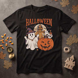 Halloween-spöken, pumpa & häxa – Vintage kuslig T Shirt
