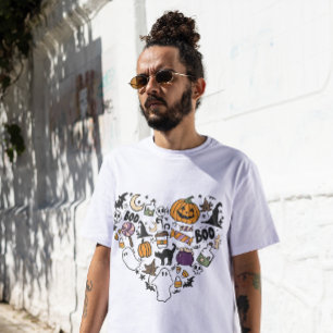 HALLOWEEN SPÖKEN PUMPKINS WITCHS & CATS HEART T SHIRT
