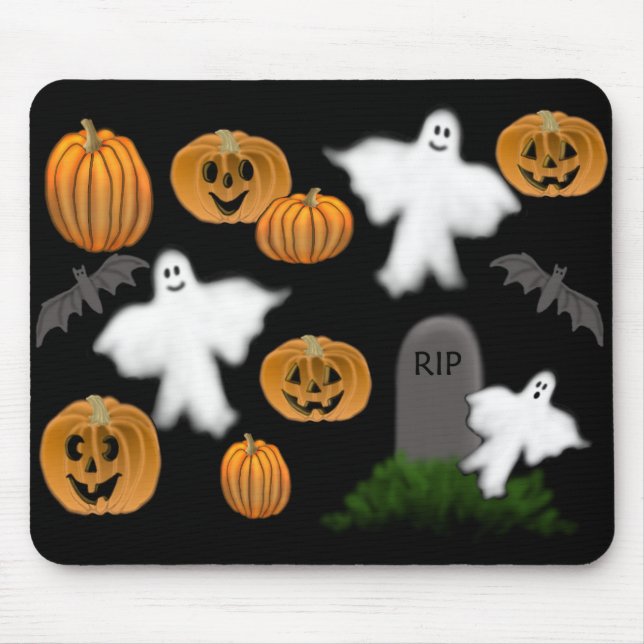 Halloween spöken & pumpor Mousepad Musmatta (Framsidan)