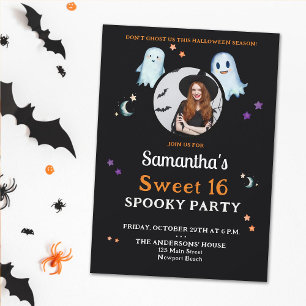 Halloween Spöken Roligt Sweet 16 Spooky Party Phot Inbjudningar