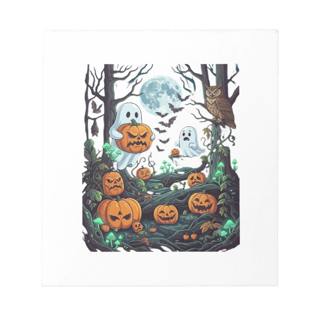 Halloween Spöken Skrämmande Pumpor Uggla Fullmåne  Anteckningsblock (Framsida)