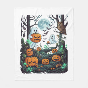 Halloween Spöken Skrämmande Pumpor Uggla Fullmåne Fleecefilt