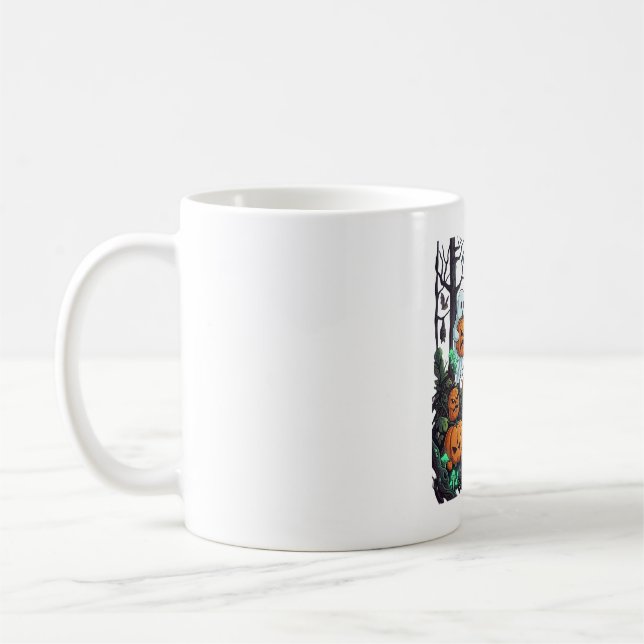 Halloween Spöken Skrämmande pumpor Uggla Fullmåne  Kaffemugg (Vänster)