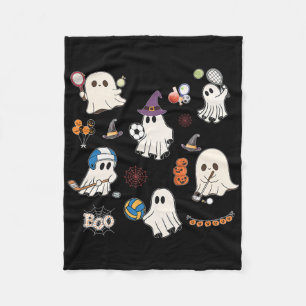 Halloween-spöken som spelar fotboll tennis hockey fleecefilt