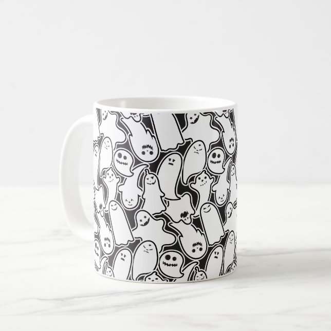 Halloween Spöken Spooky Mönster Kaffemugg (Framsida vänster)