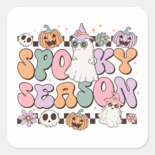 Halloween Spöken Spooky Season Fyrkantigt Klistermärke