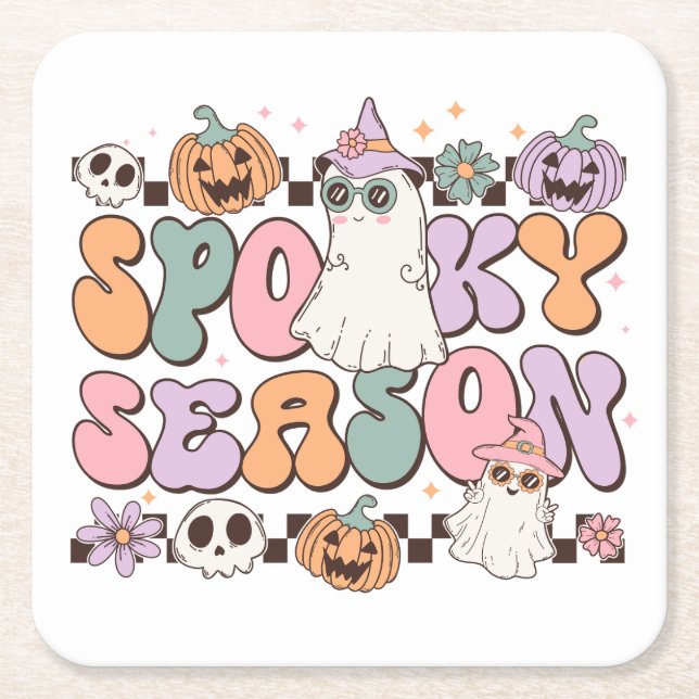 Halloween Spöken Spooky Season Underlägg Papper Kvadrat (Framsidan)