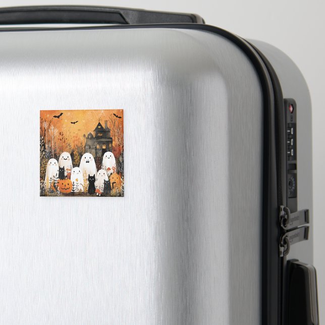 Halloween spöken, svarta katter och fladdermus magnet (In Situ (Luggage))