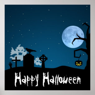 Halloween Spöken vid Graveyard Poster
